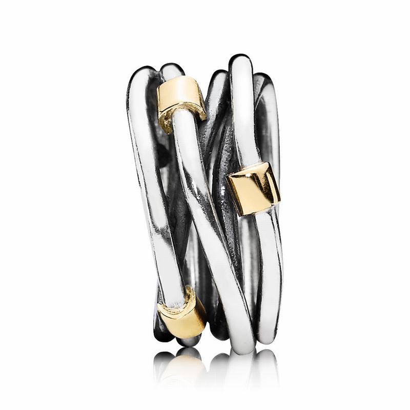 Pandora Silver Rope Bands Statement Ring Ireland - Two Tone - 538124EBO